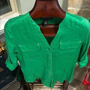 INC International Concepts Green Button Down Shirt 100% Linen